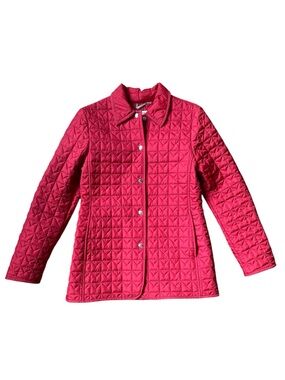 Michael Kors red quilted jacket, snap front, pockets, outstanding condition.